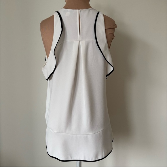 Whistles Jessica Off The Shoulder Ruffled White Black Lining Tank Blouse Top 2 - Picture 6 of 12